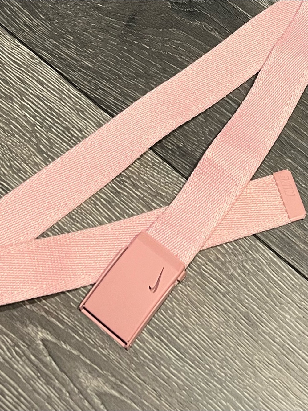 Nike Pink Webbing Belt with Swoosh Buckle - Pale Pink